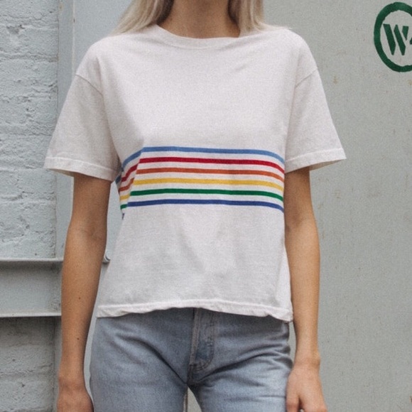 Brandy Melville Tops - brandy melville rainbow stripe aleena shirt